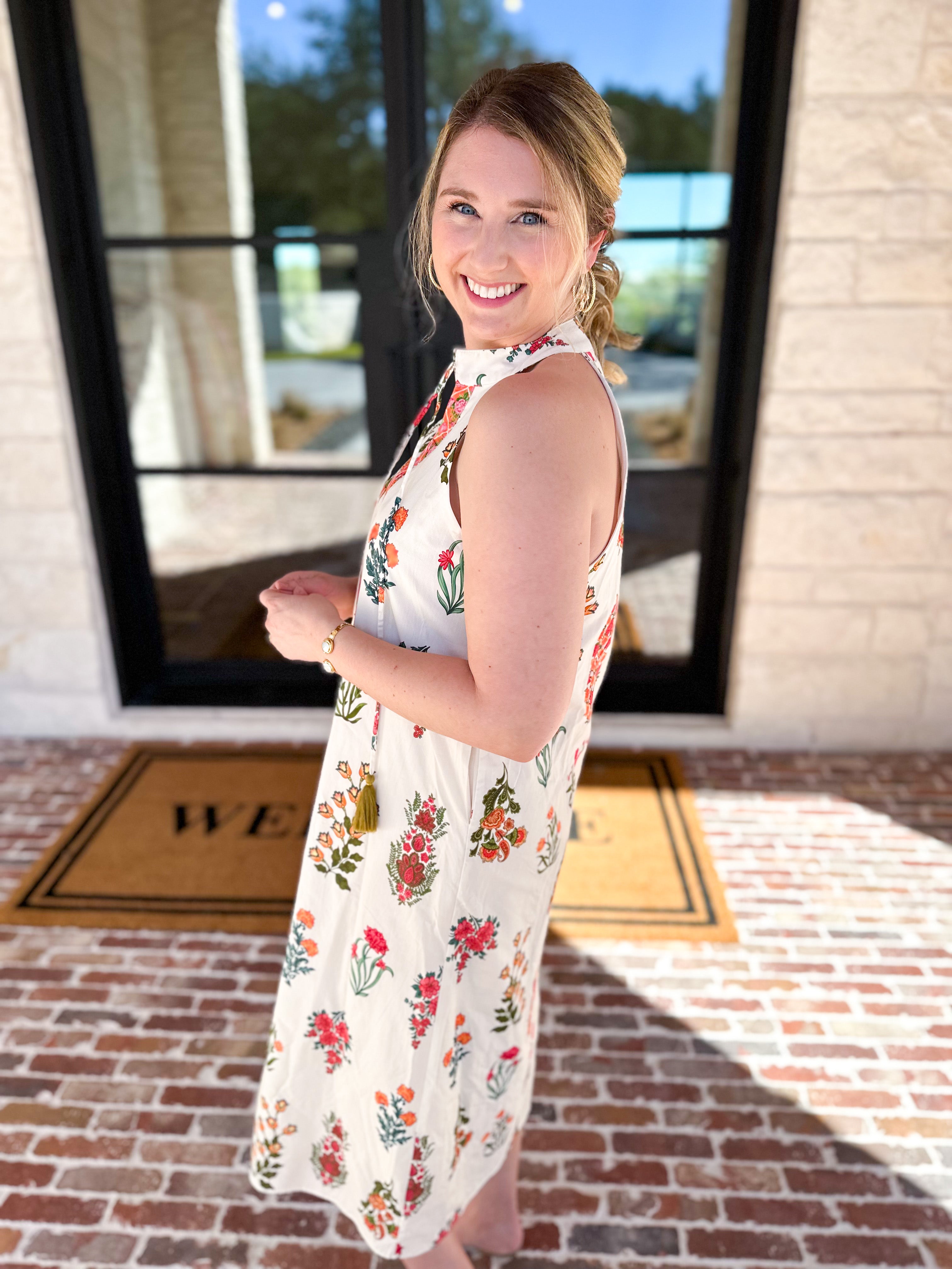 THML - Bloom Halter Midi Dress-500 Midi-THML-July & June Women's Fashion Boutique Located in San Antonio, Texas