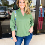 Mary Square - Jocelyn Blouse - Green-200 Fashion Blouses-MARY SQUARE-July & June Women's Fashion Boutique Located in San Antonio, Texas