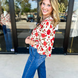 Autumn Floral Blouse-200 Fashion Blouses-ENTRO-July & June Women's Fashion Boutique Located in San Antonio, Texas