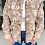 Tan Floral Jacket-600 Outerwear-FATE-July & June Women's Fashion Boutique Located in San Antonio, Texas