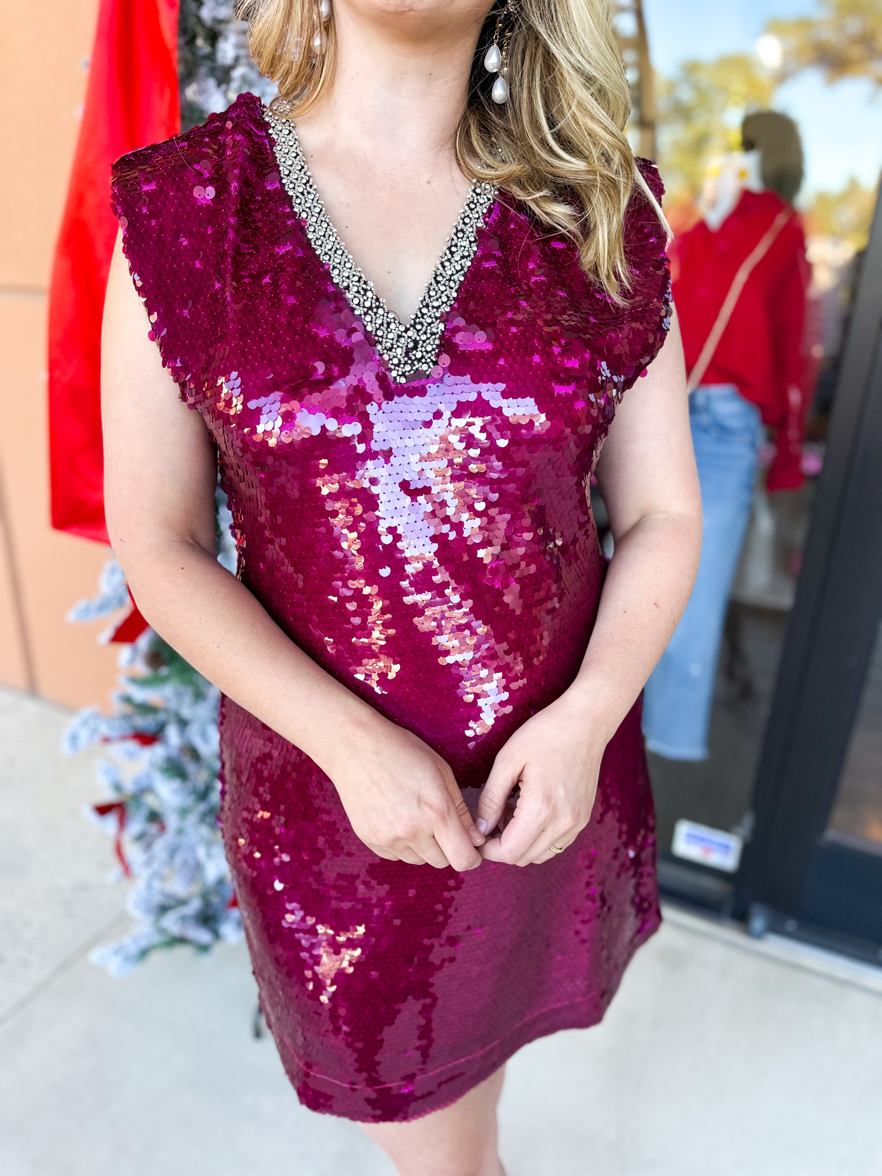 Ruby Sequin Mini Dress-510 Mini-FATE-July & June Women's Fashion Boutique Located in San Antonio, Texas