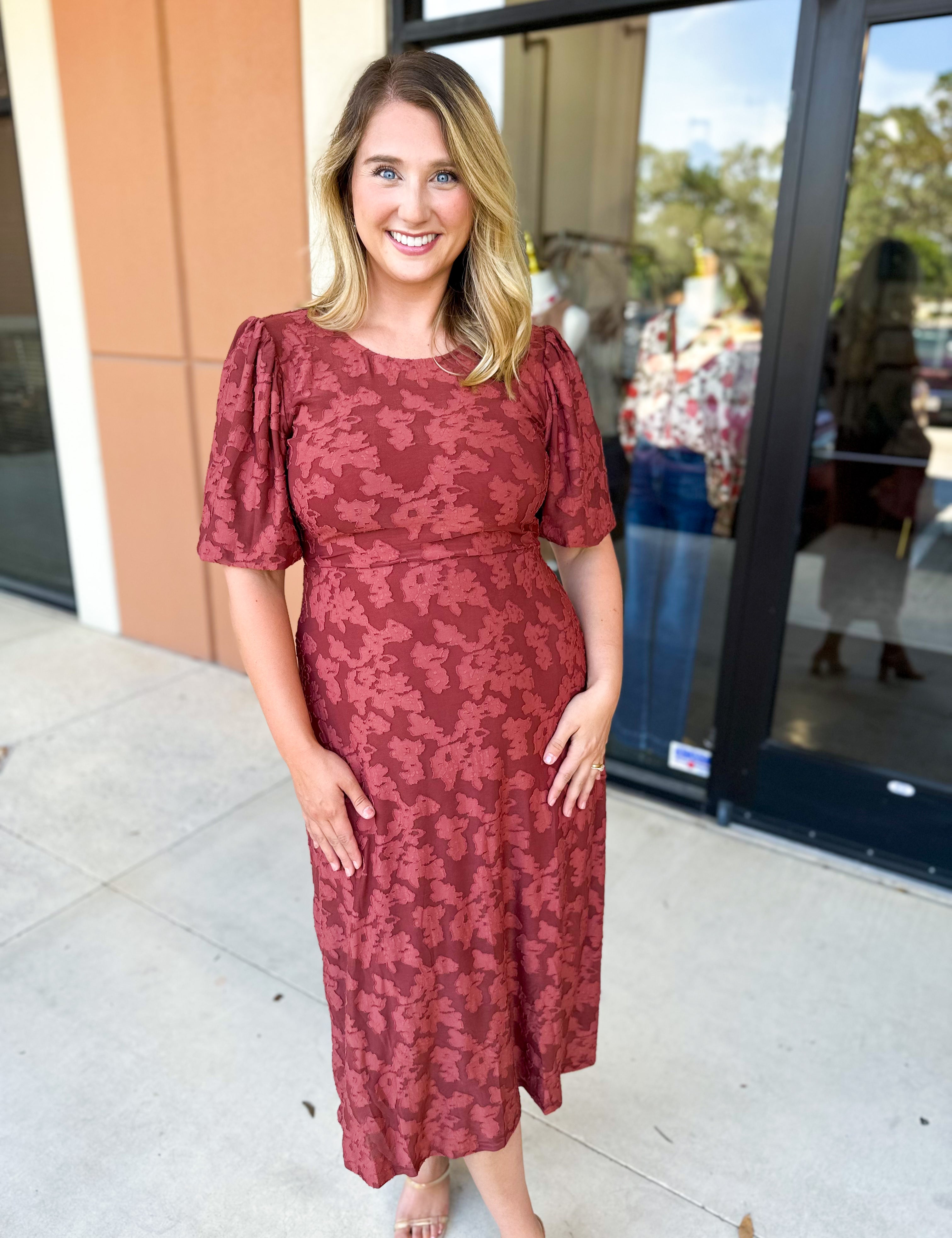 Fall Lace Midi Dress - Rose-500 Midi-POLOGRAM-July & June Women's Fashion Boutique Located in San Antonio, Texas