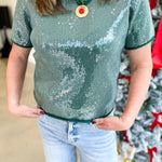 Holiday Party Sweater Top - Hunter Green-200 Fashion Blouses-JODIFL-July & June Women's Fashion Boutique Located in San Antonio, Texas