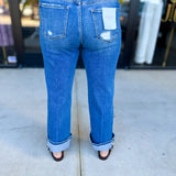 Vervet - Mid Rise Ankle Cuffed Jeans-400 Pants-VEVERT BY FLYING MONKEY-July & June Women's Fashion Boutique Located in San Antonio, Texas