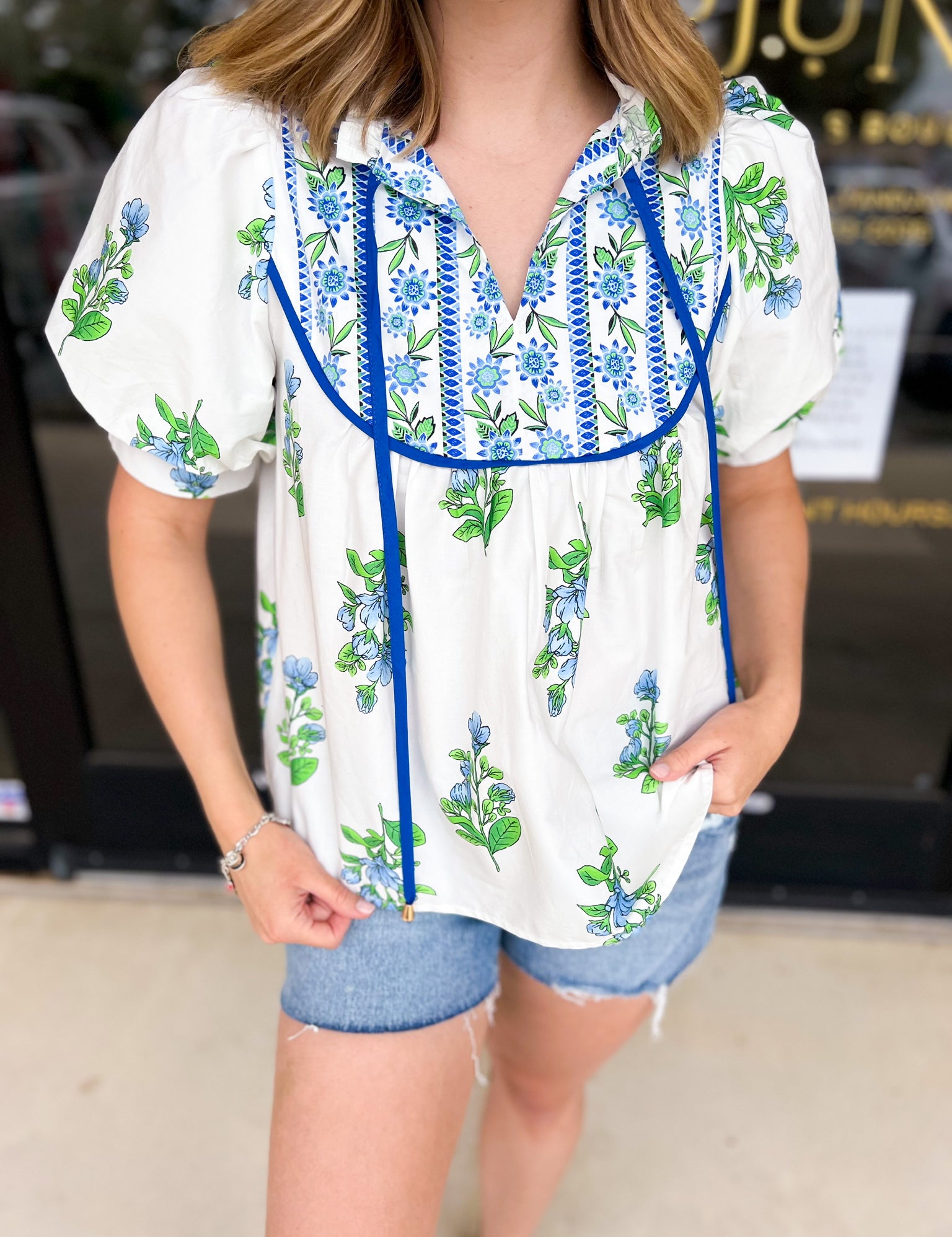 Summer Garden Blouse-200 Fashion Blouses-ENTRO-July & June Women's Fashion Boutique Located in San Antonio, Texas