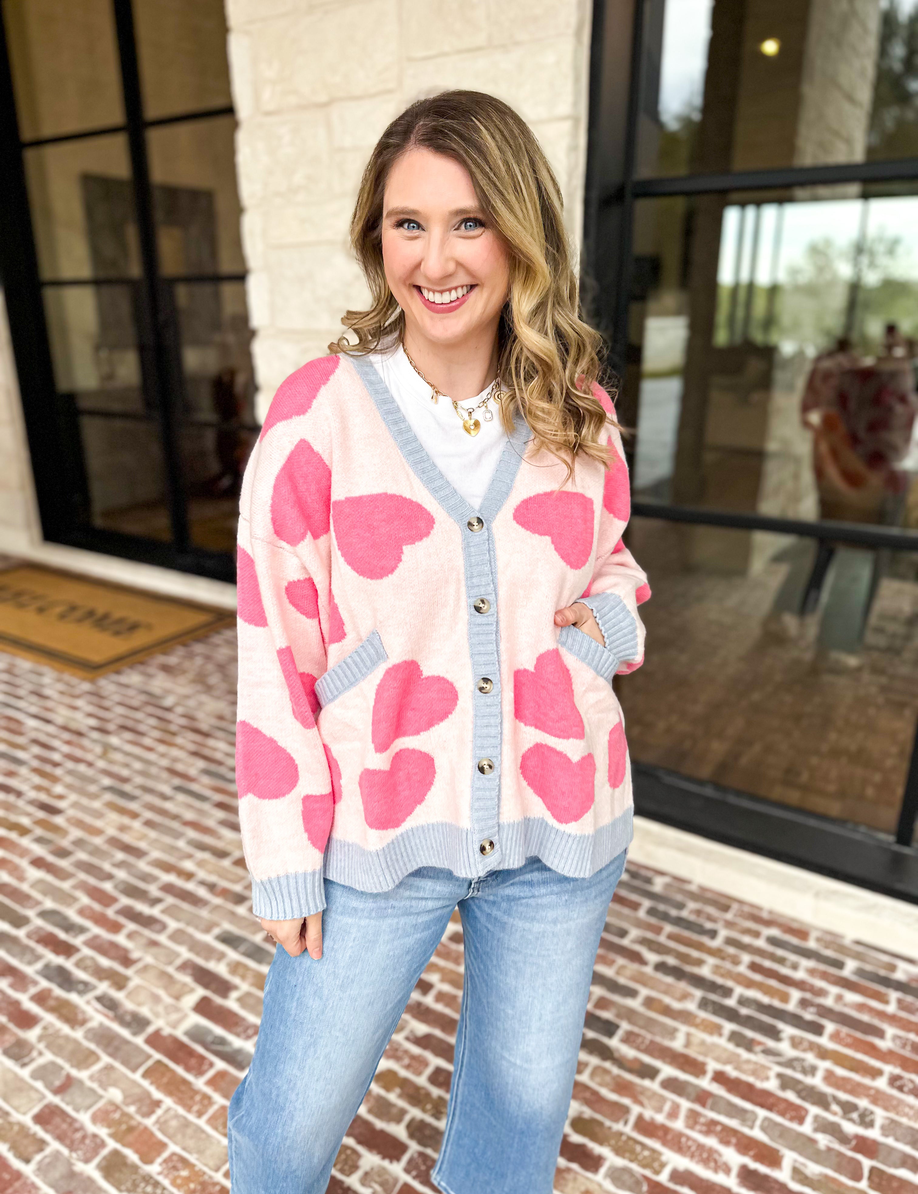 Playful Heart Cardigan-230 Sweaters/Cardis-SWEET LOVELY BY JEN-July & June Women's Fashion Boutique Located in San Antonio, Texas