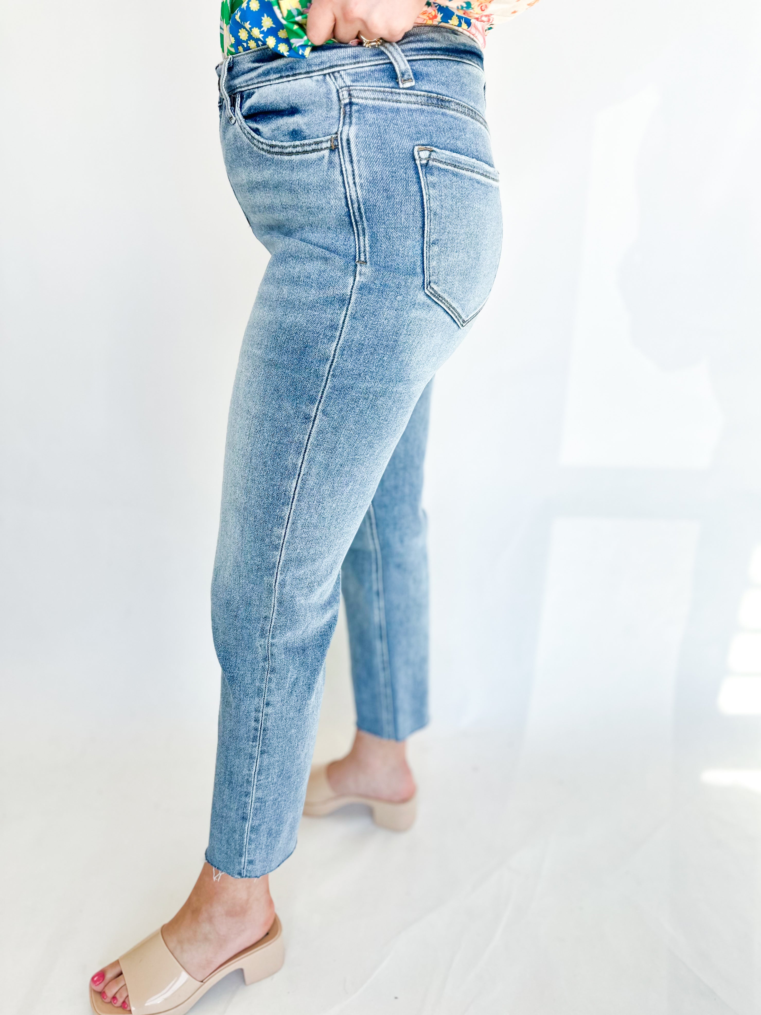 Vervet High Rise Comfort Stretch Denim-400 Pants-VEVERT BY FLYING MONKEY-July & June Women's Fashion Boutique Located in San Antonio, Texas