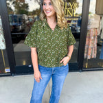 THML - Floral Suede Blouse-200 Fashion Blouses-THML-July & June Women's Fashion Boutique Located in San Antonio, Texas
