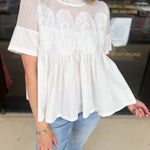 Lace Details Blouse-200 Fashion Blouses-FATE-July & June Women's Fashion Boutique Located in San Antonio, Texas