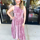 Blush Velvet Midi Dress-500 Midi-POLOGRAM-July & June Women's Fashion Boutique Located in San Antonio, Texas