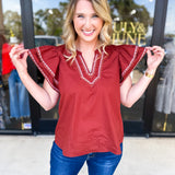 Pumpkin & Pink Crochet Blouse-200 Fashion Blouses-ENTRO-July & June Women's Fashion Boutique Located in San Antonio, Texas