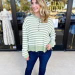 Casual Cool Henley Long Sleeve - Sage-210 Casual Blouses-POLOGRAM-July & June Women's Fashion Boutique Located in San Antonio, Texas