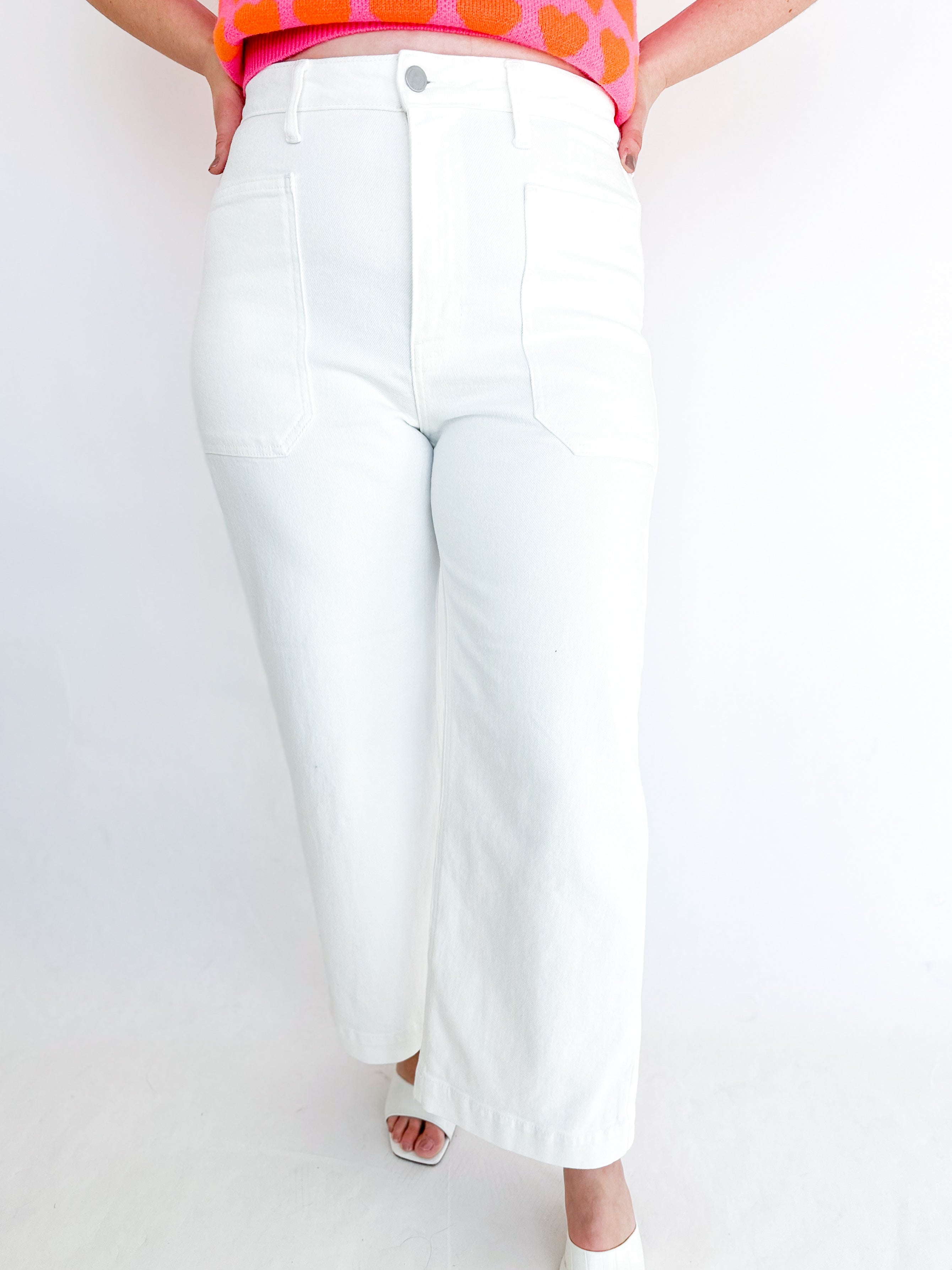 Ivory Utility Jeans-400 Pants-JUST USA-July & June Women's Fashion Boutique Located in San Antonio, Texas