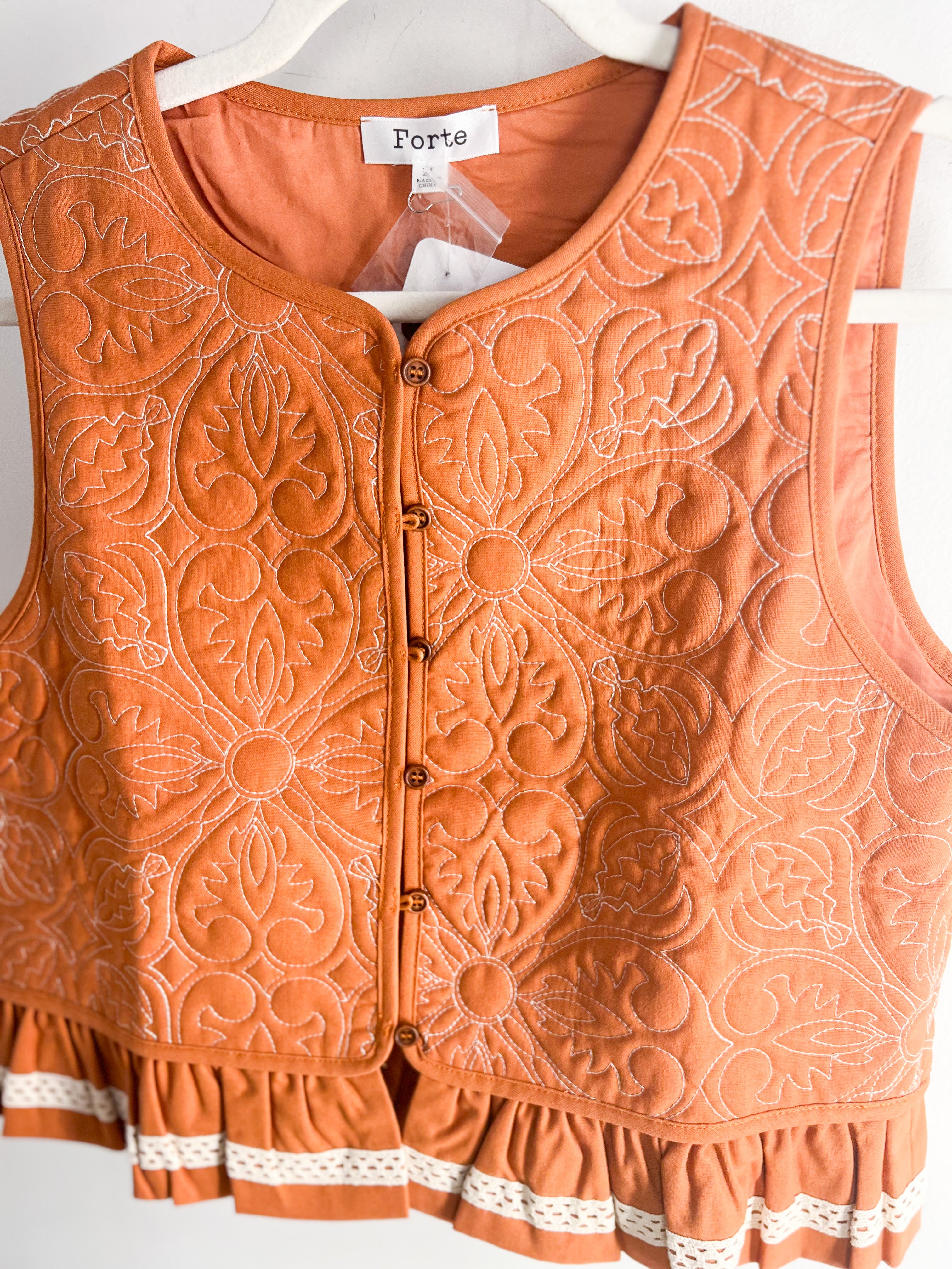 Copper Quilted Vest-600 Outerwear-LISTICLE-July & June Women's Fashion Boutique Located in San Antonio, Texas