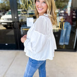 The Lace Details Blouse Long Sleeve - Ivory-200 Fashion Blouses-FATE-July & June Women's Fashion Boutique Located in San Antonio, Texas