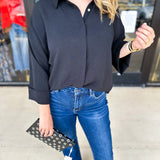 Classic Cut Button Down Blouse-200 Fashion Blouses-JODIFL-July & June Women's Fashion Boutique Located in San Antonio, Texas