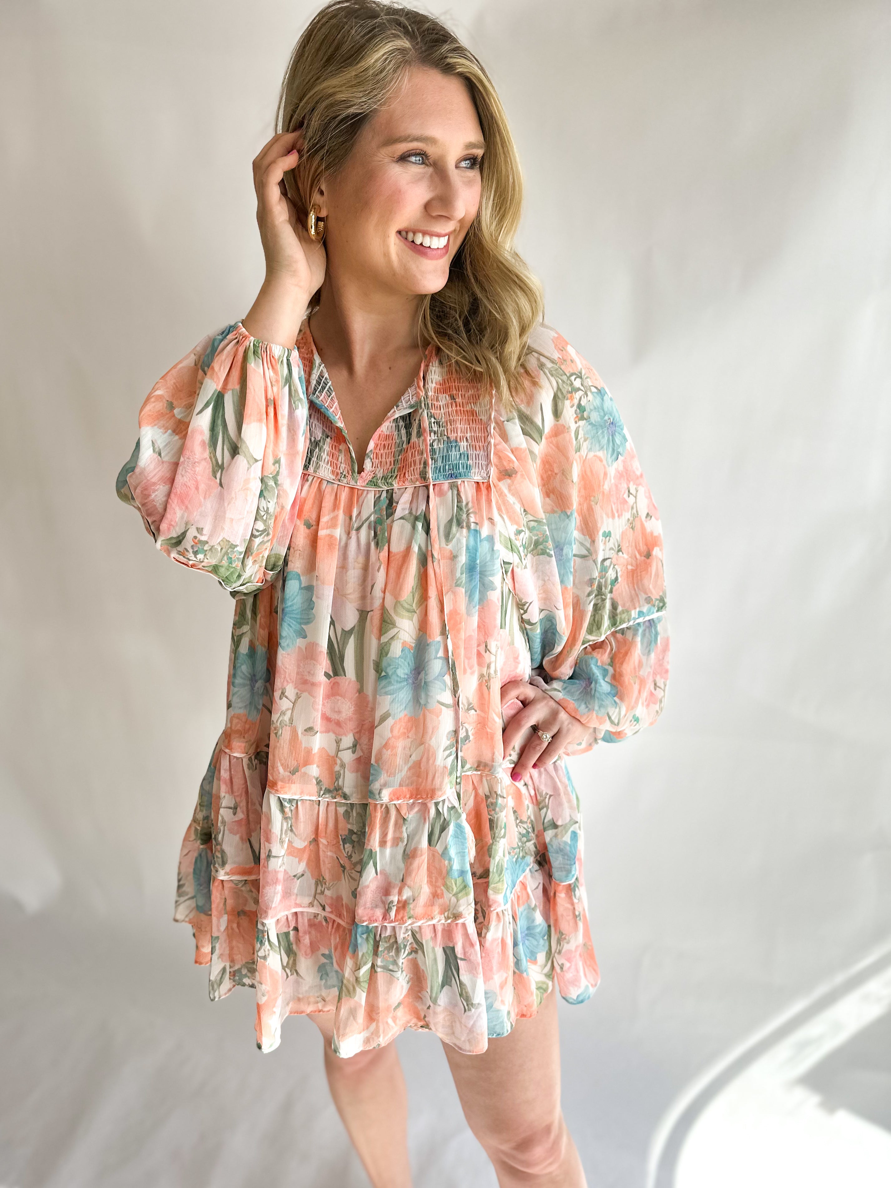 Floral Multi Mini Dress-510 Mini-OLIVACEOUS-July & June Women's Fashion Boutique Located in San Antonio, Texas
