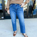 Vervet - Mid Rise Medium Wash Ankle Straight Leg Jean-400 Pants-VEVERT BY FLYING MONKEY-July & June Women's Fashion Boutique Located in San Antonio, Texas