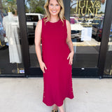 Casual Chic Midi Dress - Cherry-500 Midi-ENTRO-July & June Women's Fashion Boutique Located in San Antonio, Texas
