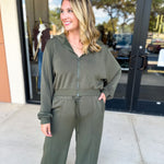 Soft Modal Hooded Jacket - Dark Olive-300 Athleisure/Lounge-SKIES ARE BLUE-July & June Women's Fashion Boutique Located in San Antonio, Texas