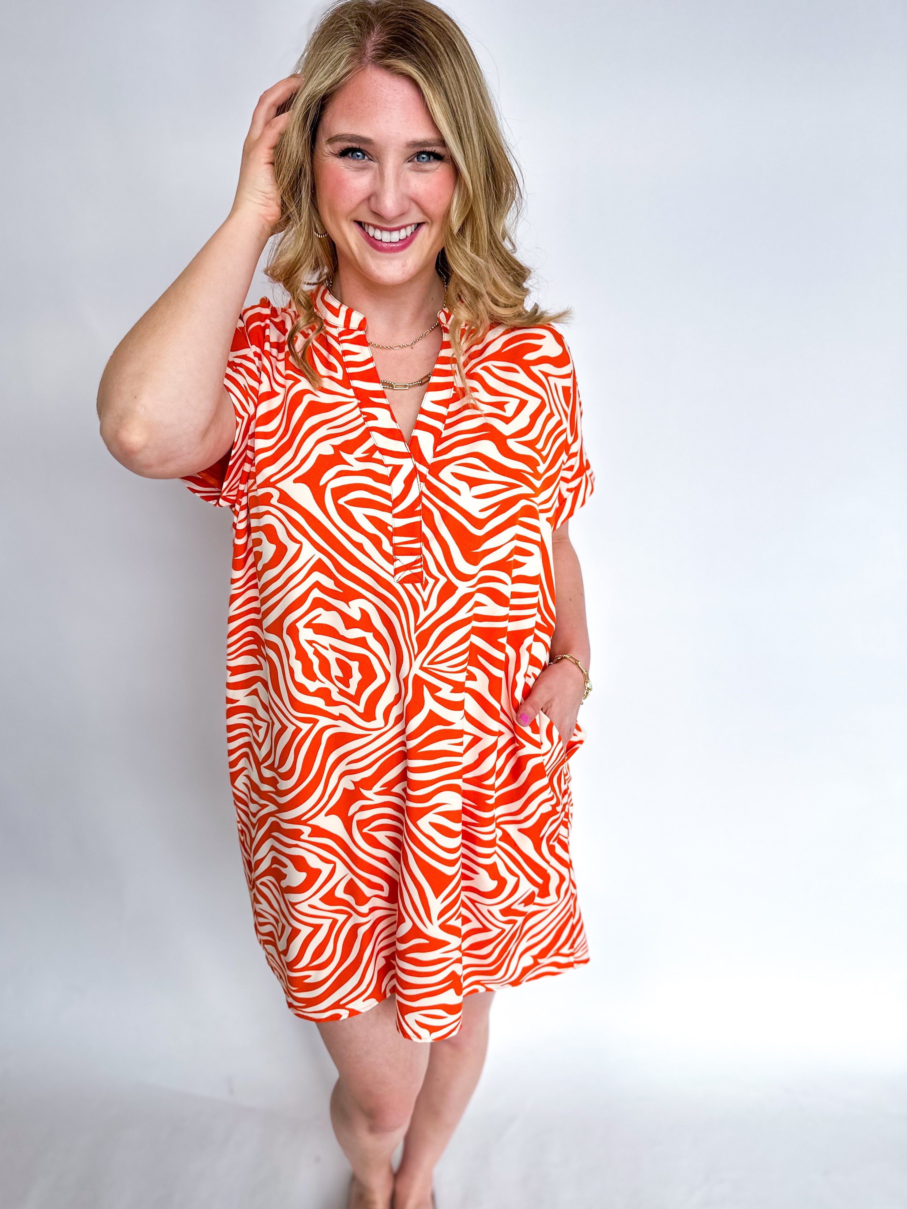 Bold Orange Mini Dress-510 Mini-ENTRO-July & June Women's Fashion Boutique Located in San Antonio, Texas