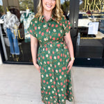 Olive Floral Midi Dress-500 Midi-FATE-July & June Women's Fashion Boutique Located in San Antonio, Texas