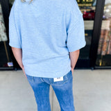 The Ella Knit Sweater Top - Powder Blue-230 Sweaters/Cardis-JODIFL-July & June Women's Fashion Boutique Located in San Antonio, Texas