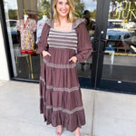 Mocha Boho Midi Dress-500 Midi-LISTICLE-July & June Women's Fashion Boutique Located in San Antonio, Texas