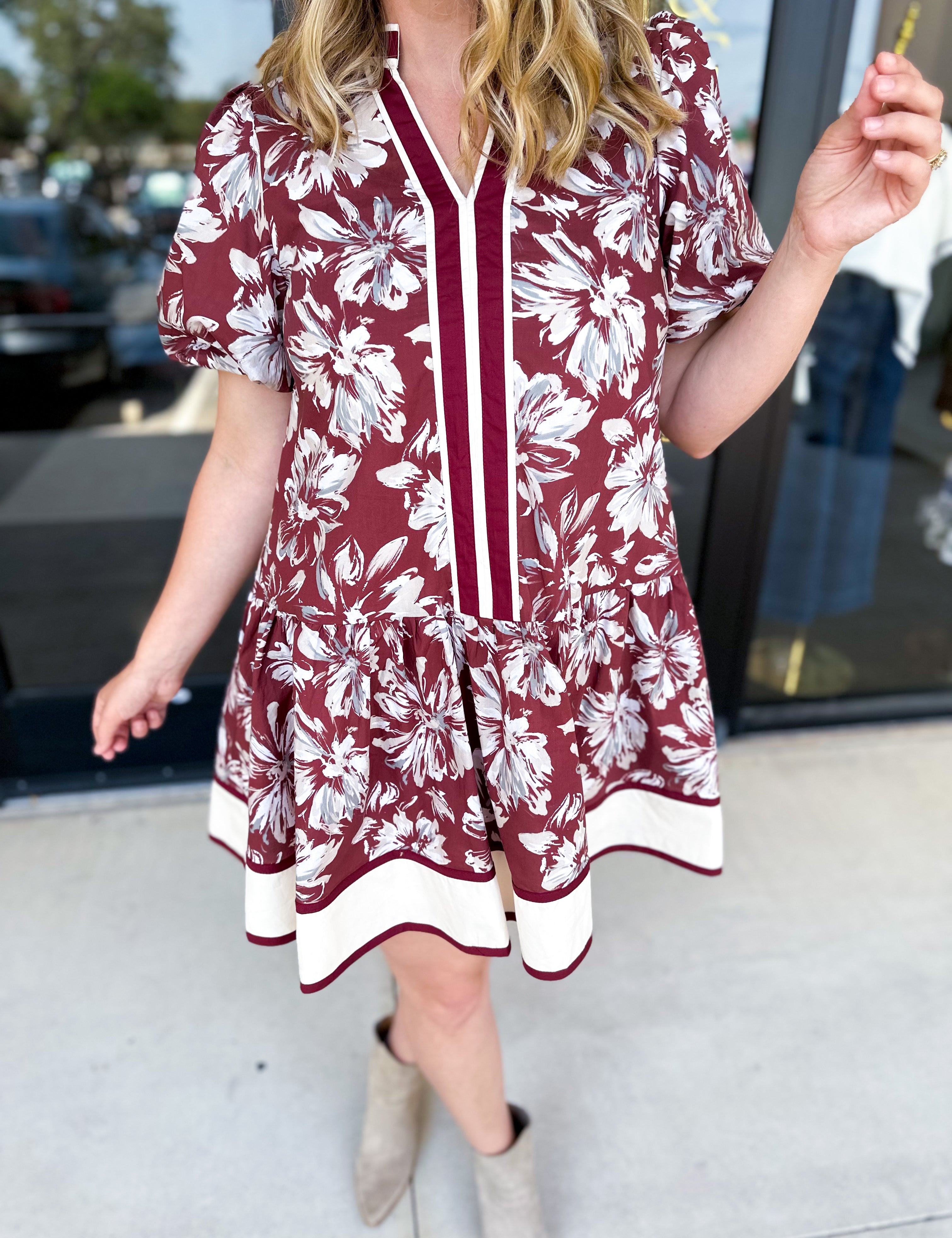 The Layla Mini Dress - Burgundy-510 Mini-ENTRO-July & June Women's Fashion Boutique Located in San Antonio, Texas
