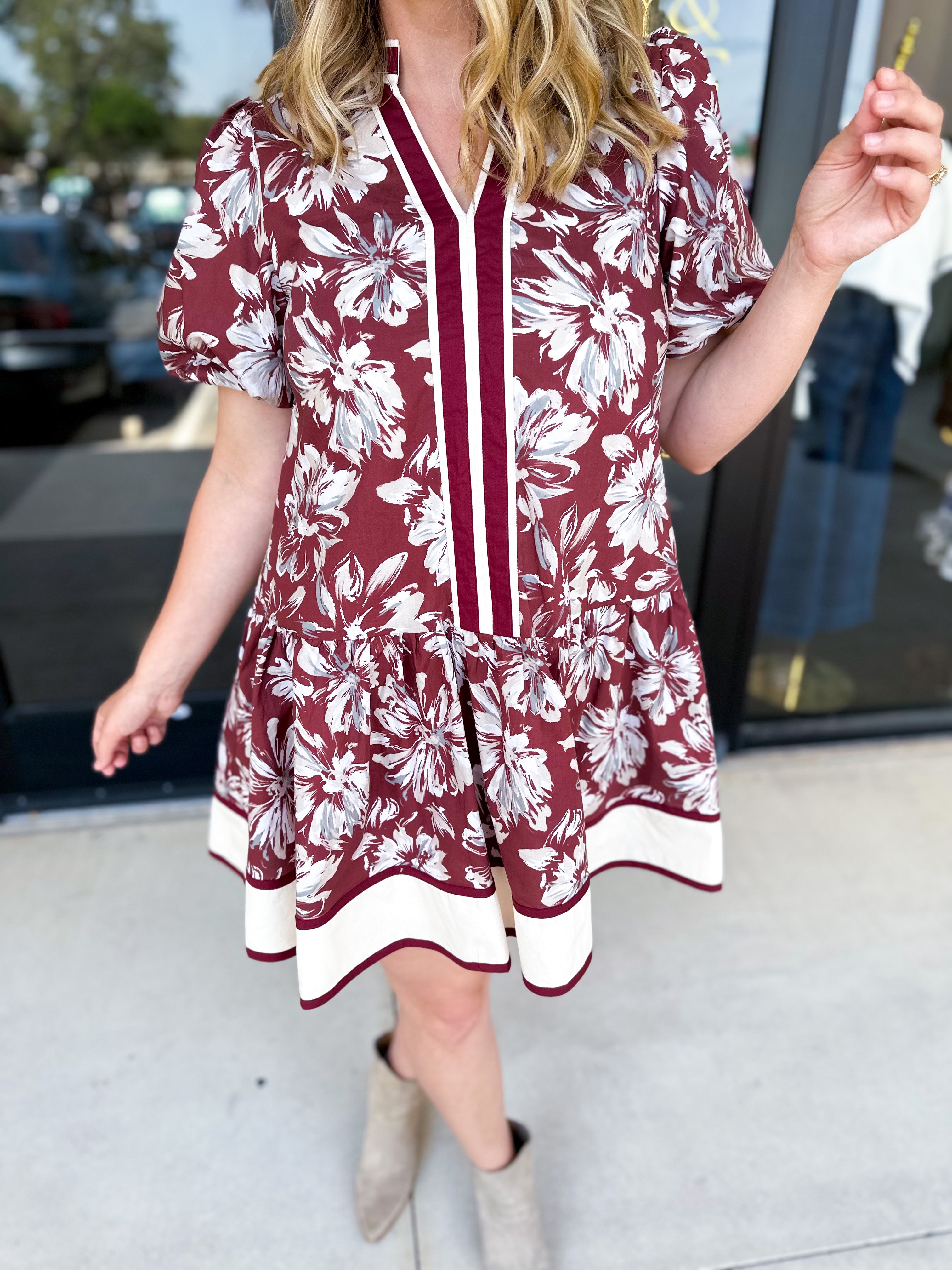 The Layla Mini Dress - Burgundy-510 Mini-ENTRO-July & June Women's Fashion Boutique Located in San Antonio, Texas
