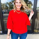 The Eva Sweater - Red-200 Fashion Blouses-JODIFL-July & June Women's Fashion Boutique Located in San Antonio, Texas