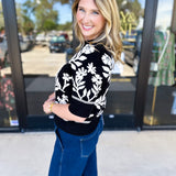THML - Black & Ivory Floral Sweater Top-230 Sweaters/Cardis-THML-July & June Women's Fashion Boutique Located in San Antonio, Texas