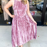 Blush Velvet Midi Dress-500 Midi-POLOGRAM-July & June Women's Fashion Boutique Located in San Antonio, Texas