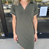 Modal Athletic Mini Dress - Olive-510 Mini-SKIES ARE BLUE-July & June Women's Fashion Boutique Located in San Antonio, Texas