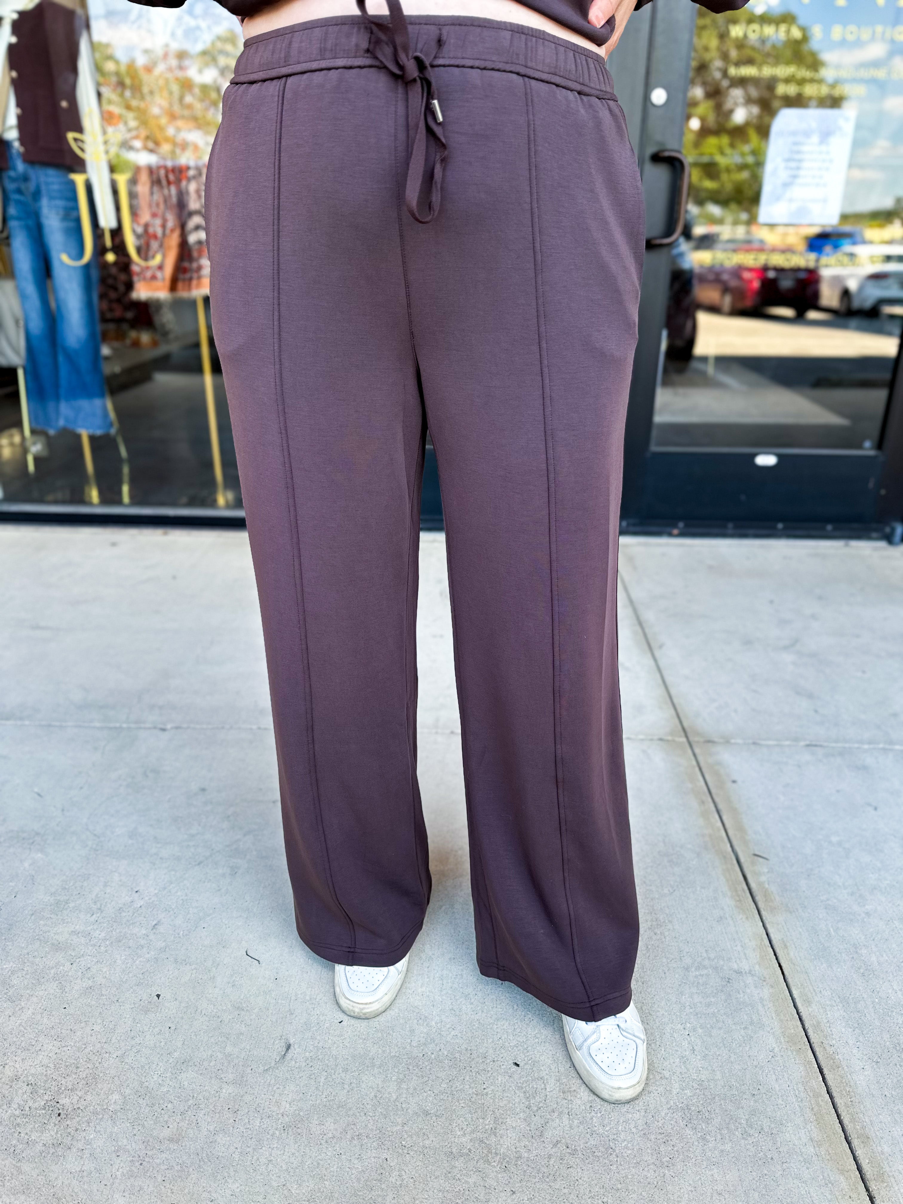 Soft Modal Lounge Pants - Chocolate-300 Athleisure/Lounge-SKIES ARE BLUE-July & June Women's Fashion Boutique Located in San Antonio, Texas