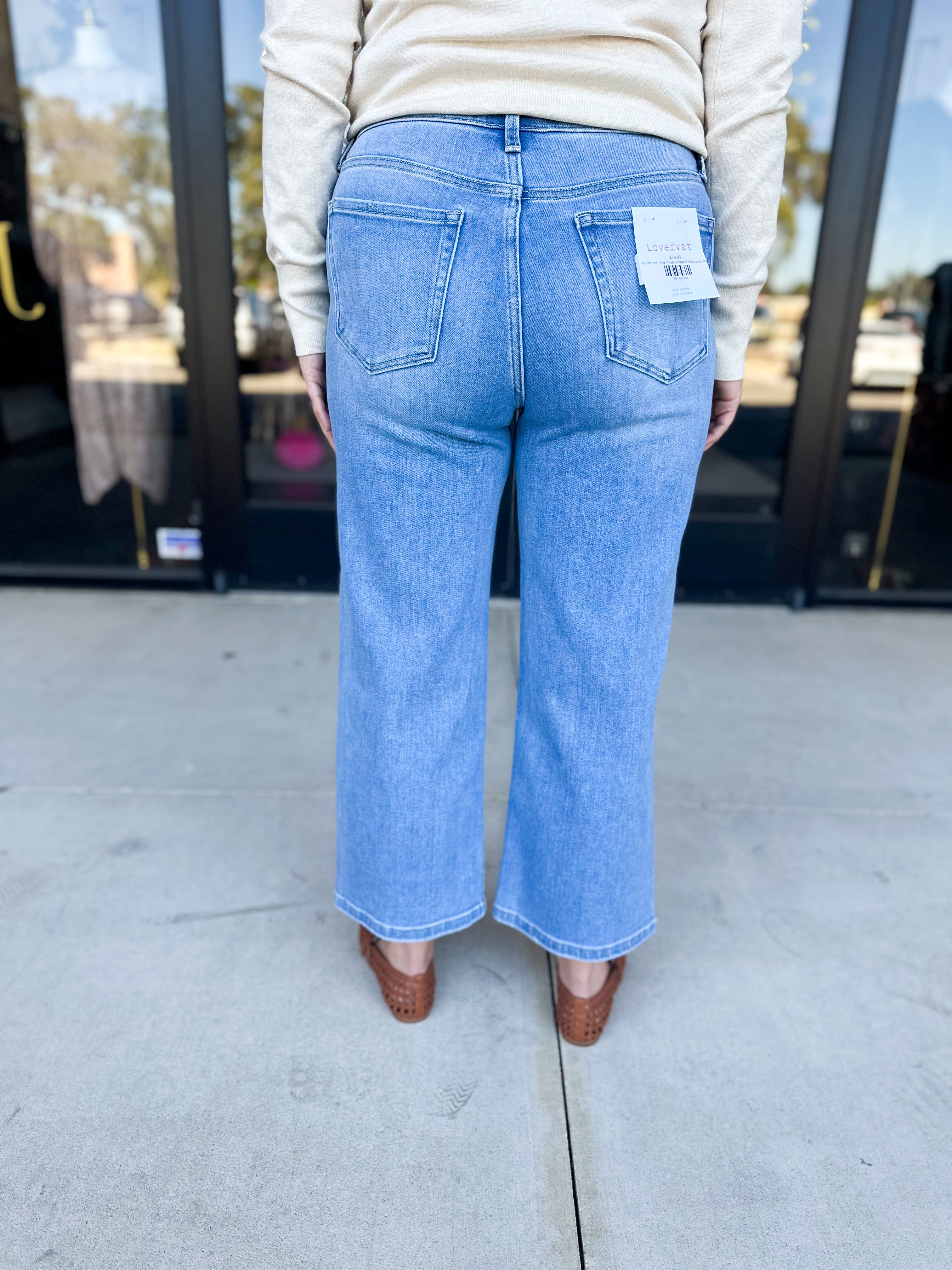 Vervet - High Rise Cropped Wide Leg Jeans-400 Pants-VEVERT BY FLYING MONKEY-July & June Women's Fashion Boutique Located in San Antonio, Texas