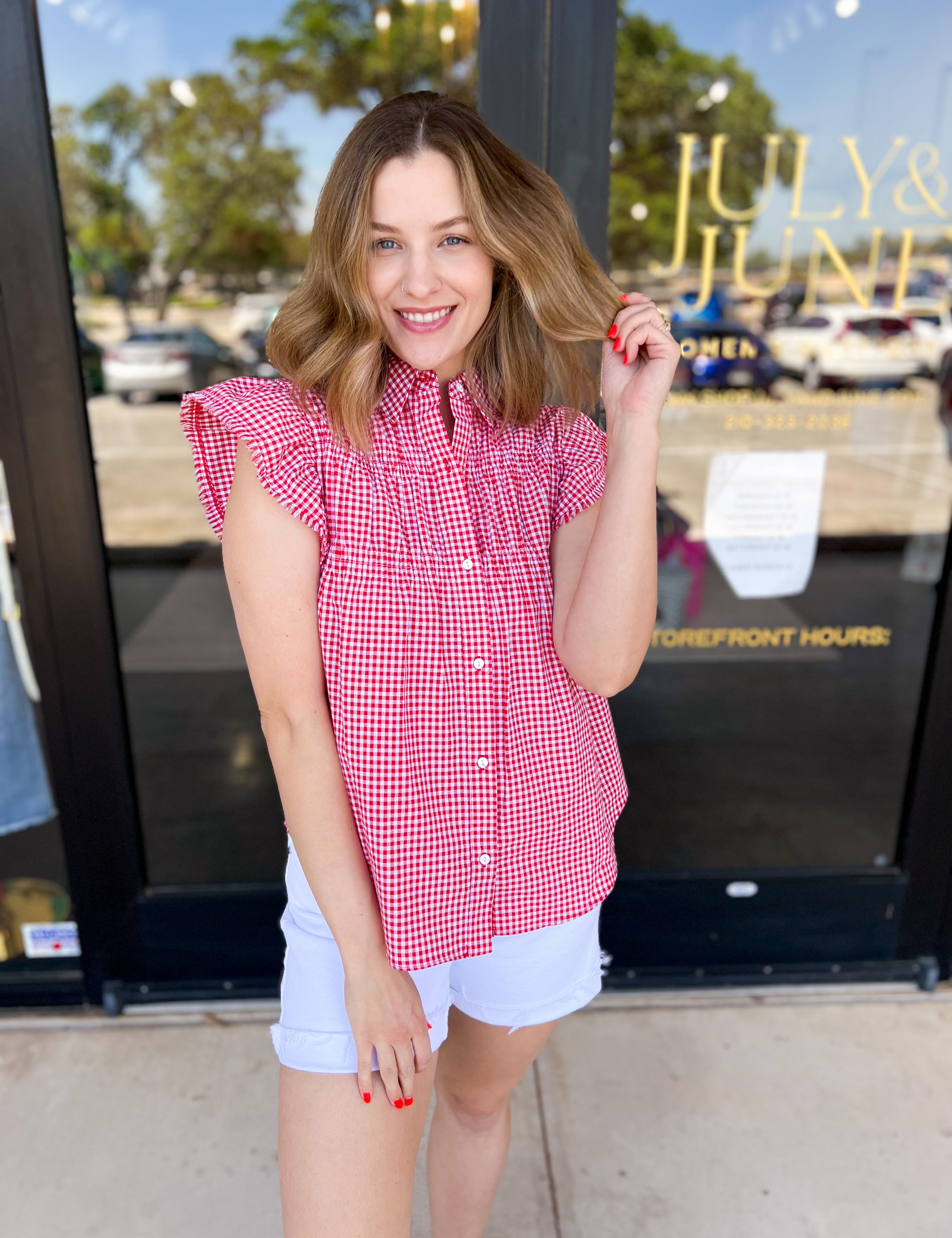 Sweet As Can Be Blouse - Red-200 Fashion Blouses-OLIVACEOUS-July & June Women's Fashion Boutique Located in San Antonio, Texas