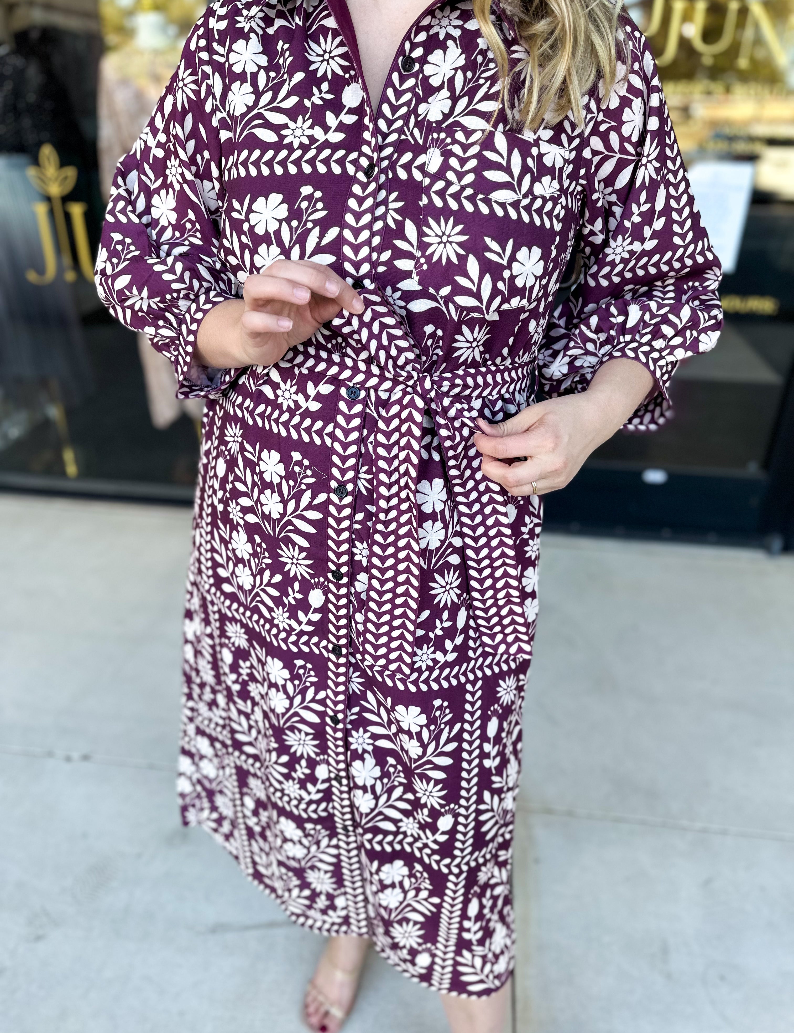 The Wrenlee Wrap Midi Dress - Wine-500 Midi-POLOGRAM-July & June Women's Fashion Boutique Located in San Antonio, Texas