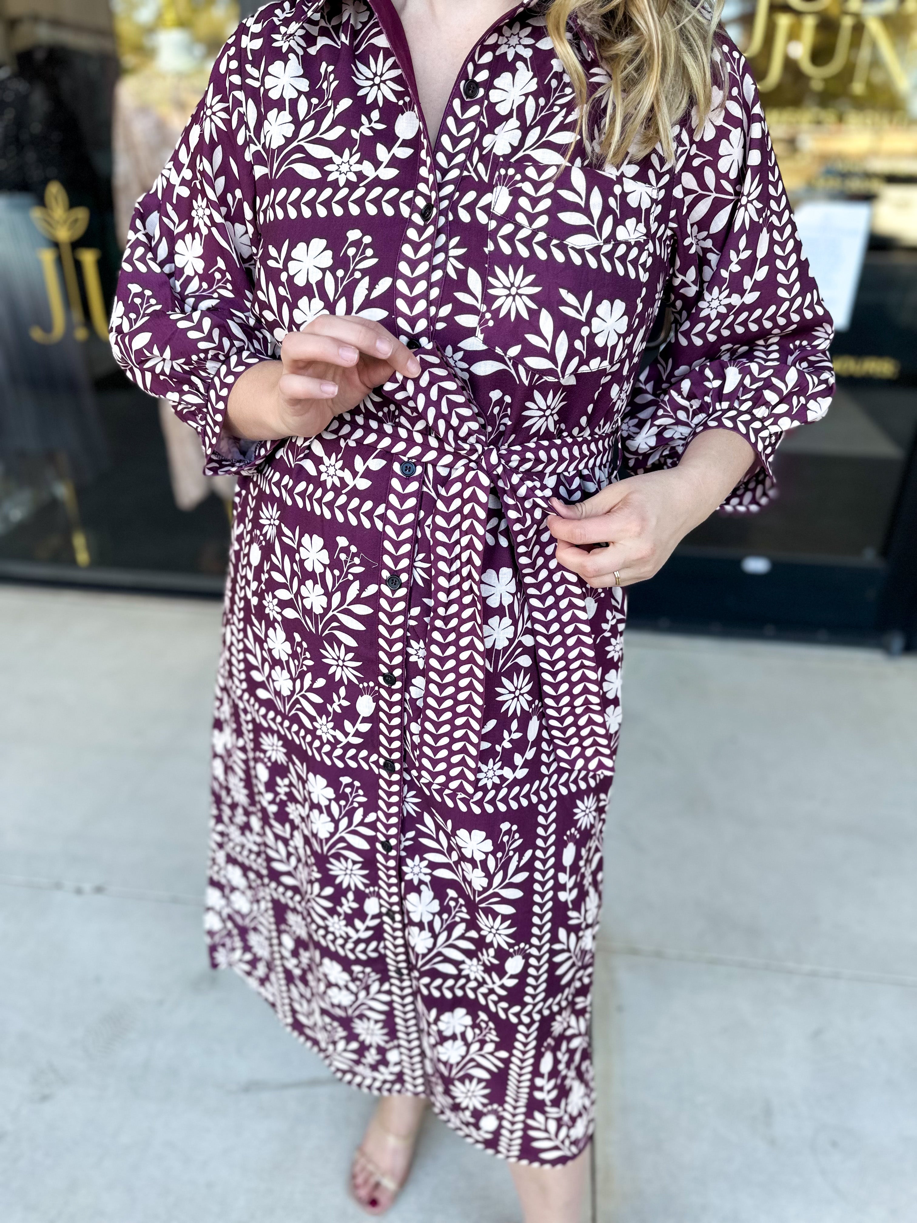 The Wrenlee Wrap Midi Dress - Wine-500 Midi-POLOGRAM-July & June Women's Fashion Boutique Located in San Antonio, Texas