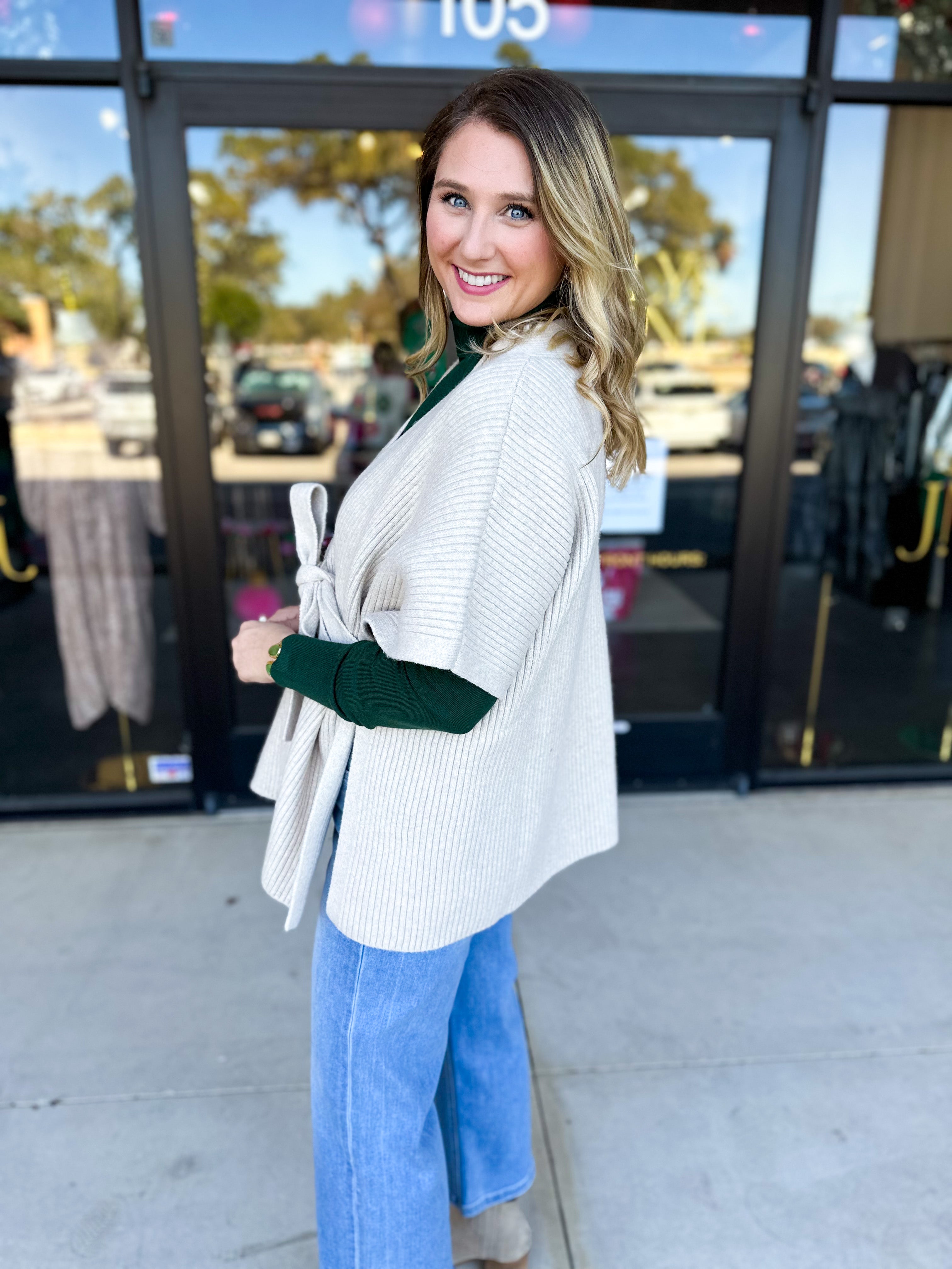 THML - Chic Knit Cardigan Wrap - Cream-230 Sweaters/Cardis-THML-July & June Women's Fashion Boutique Located in San Antonio, Texas