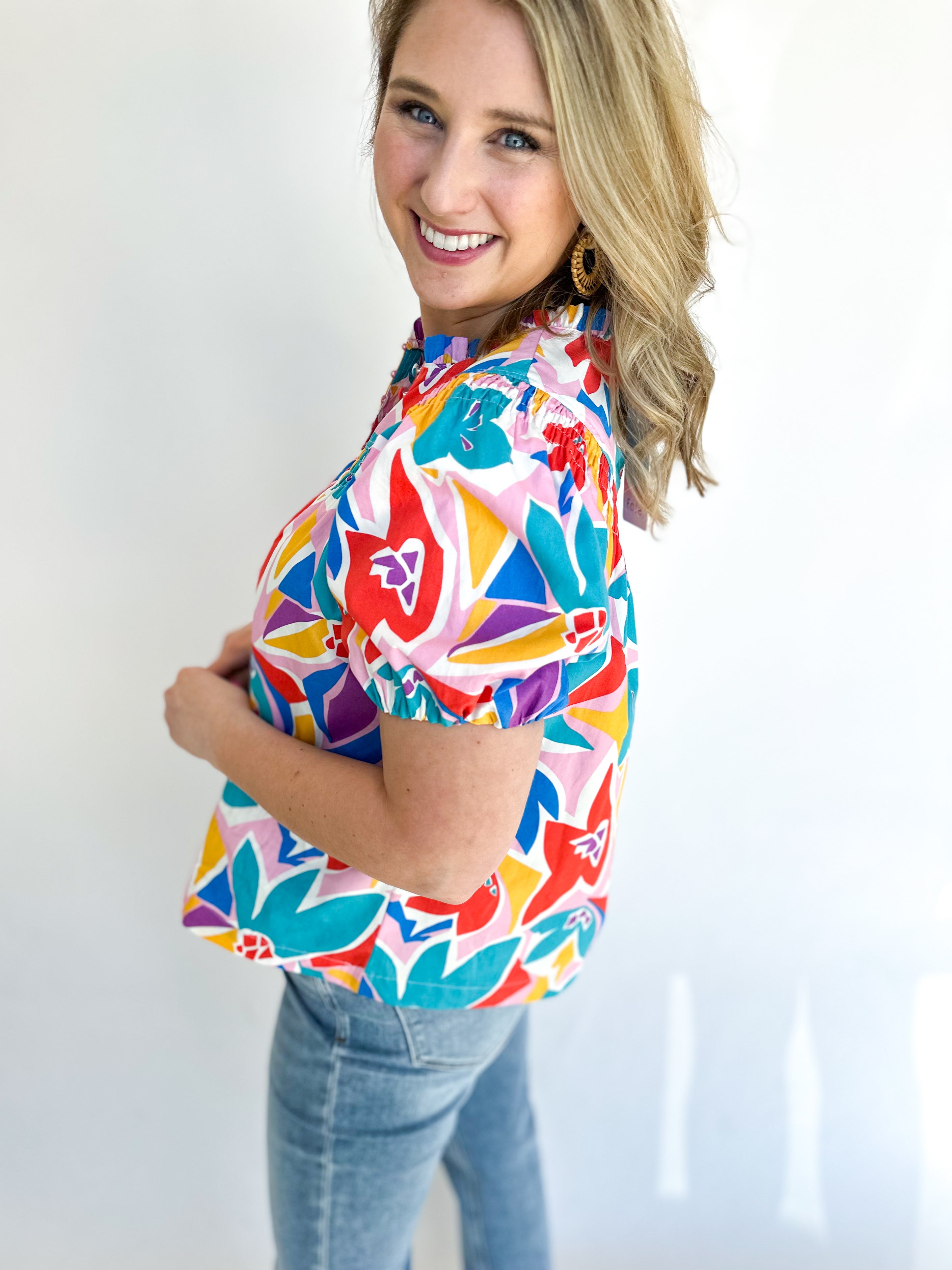 Pop of Fun Blouse-200 Fashion Blouses-FATE-July & June Women's Fashion Boutique Located in San Antonio, Texas