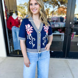 THML- Floral & Stripe Knit Top-230 Sweaters/Cardis-THML-July & June Women's Fashion Boutique Located in San Antonio, Texas