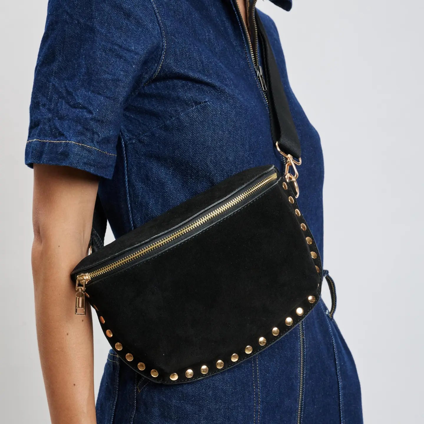 Gizelle Suede Belt Bag - Black-130 ACCESSORIES-Moda Luxe-July & June Women's Fashion Boutique Located in San Antonio, Texas