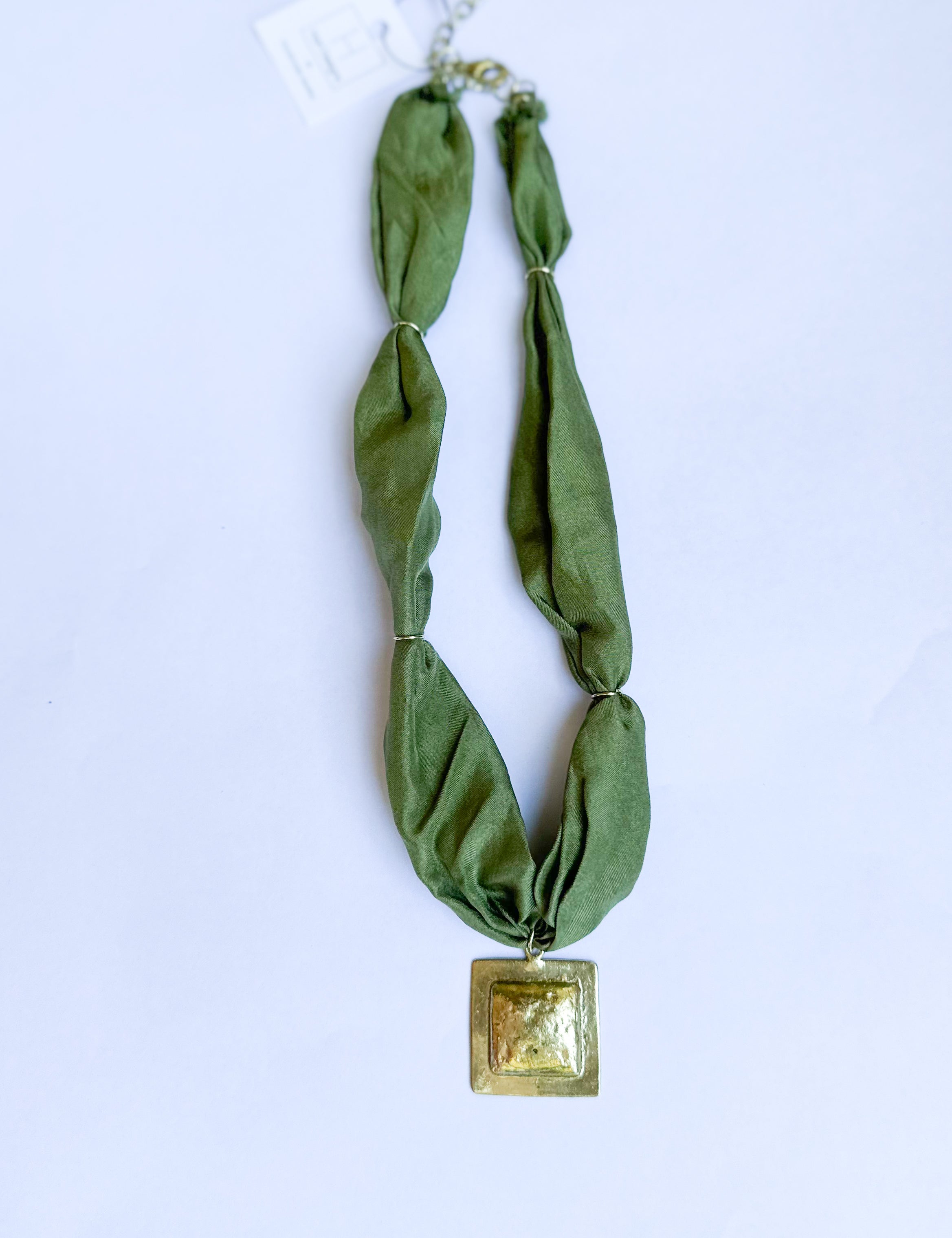 Scarf Necklace - Olive Square-110 Jewelry & Hair-HART DESIGNS-July & June Women's Fashion Boutique Located in San Antonio, Texas