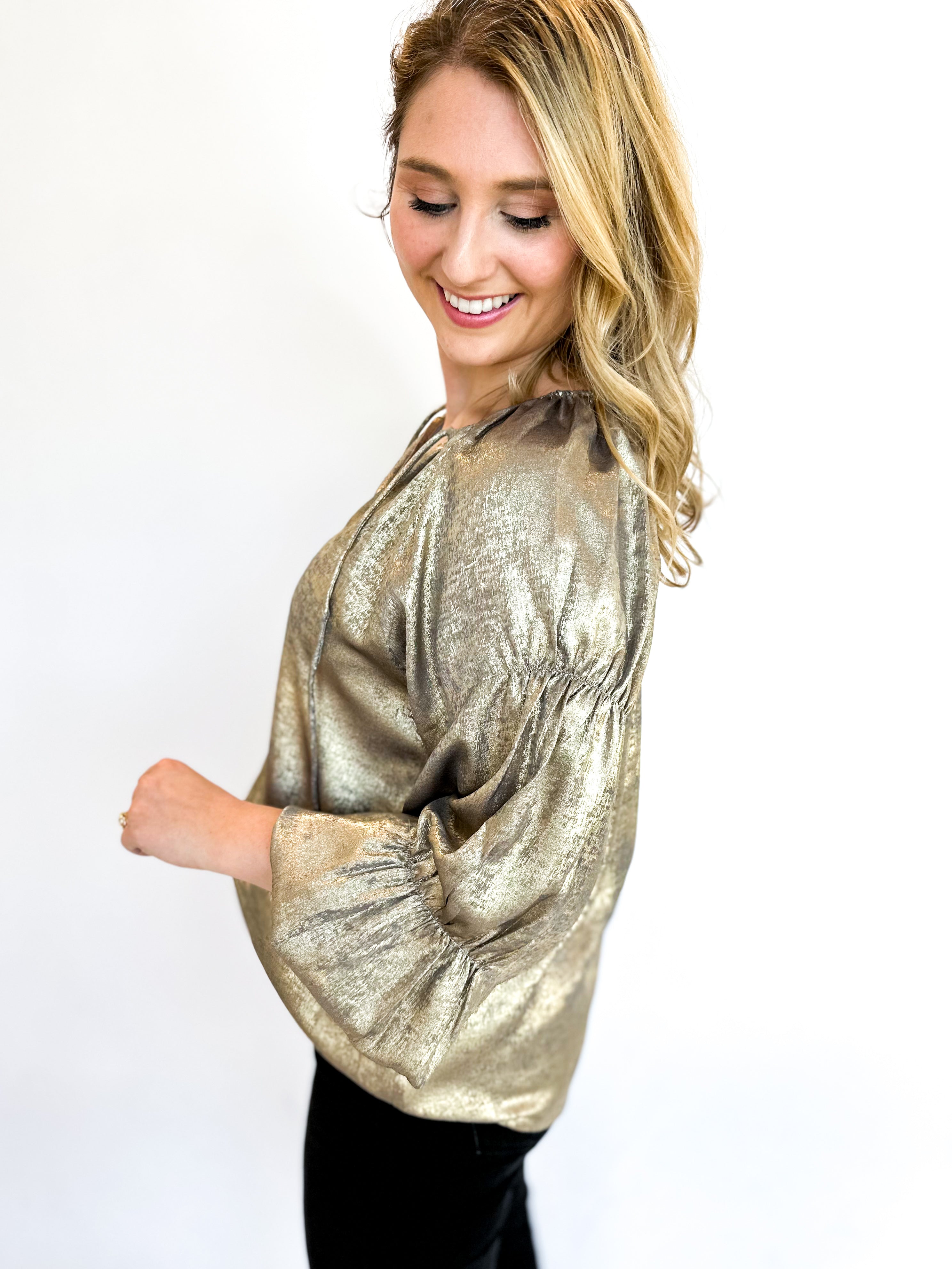 Shimmery Elegance Blouse-200 Fashion Blouses-GRADE & GATHER-July & June Women's Fashion Boutique Located in San Antonio, Texas