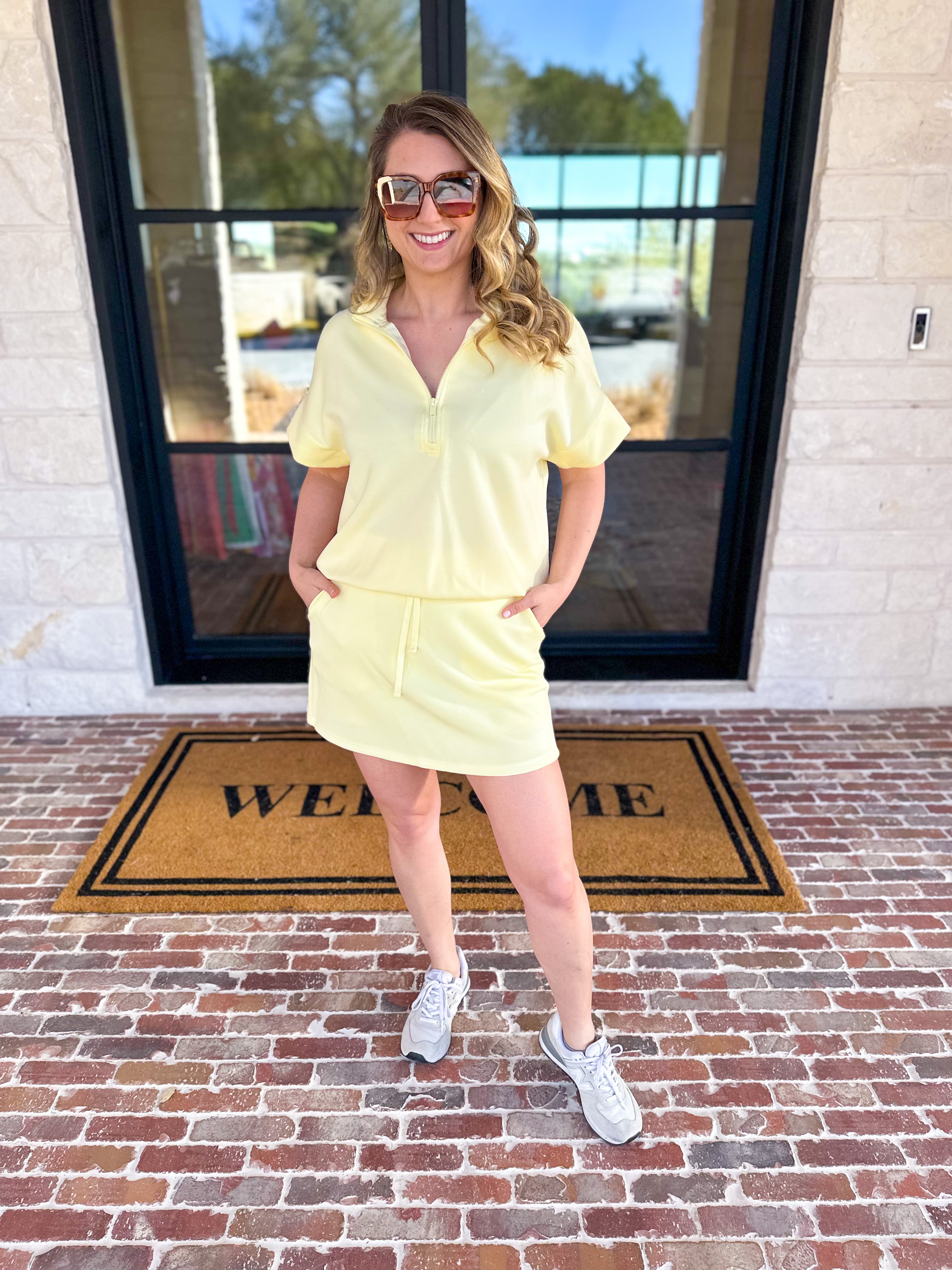 Weekend Traveler Skort Set - Lemon-300 Athleisure/Lounge-RAE MODE-July & June Women's Fashion Boutique Located in San Antonio, Texas