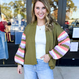 Mary Square - Pippa Green Cardigan-230 Sweaters/Cardis-MARY SQUARE-July & June Women's Fashion Boutique Located in San Antonio, Texas