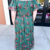 Hunter Green Garden Midi Dress-500 Midi-POLOGRAM-July & June Women's Fashion Boutique Located in San Antonio, Texas