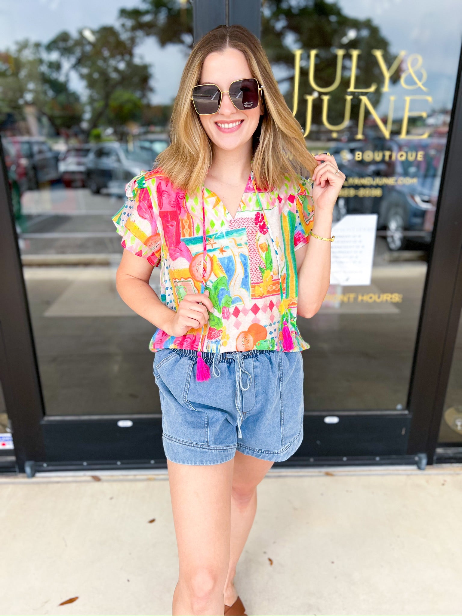 THML - In The City Blouse-200 Fashion Blouses-THML-July & June Women's Fashion Boutique Located in San Antonio, Texas
