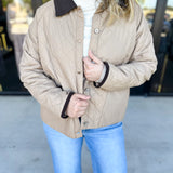 Khaki & Suede Jacket-600 Outerwear-ENTRO-July & June Women's Fashion Boutique Located in San Antonio, Texas